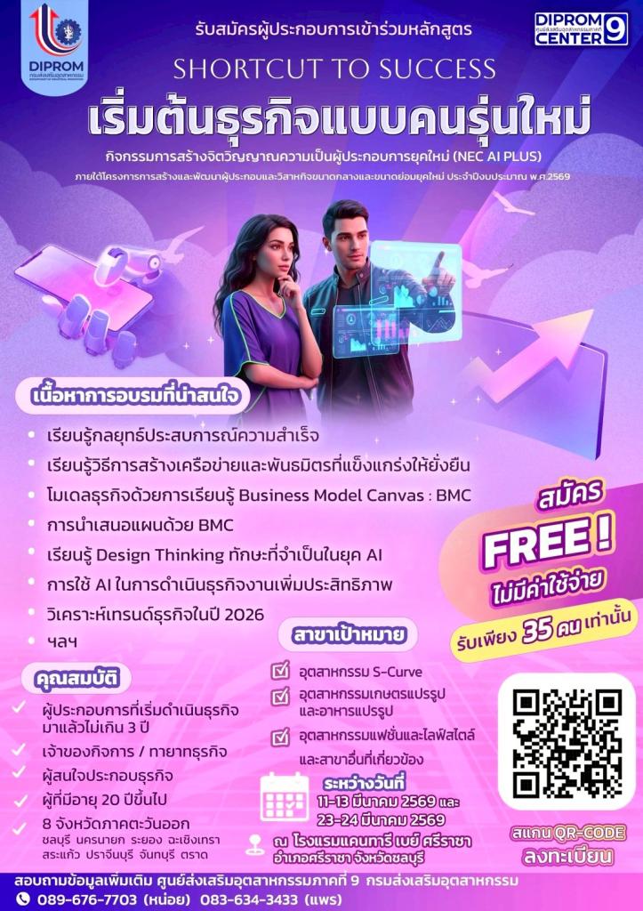 รับสมัครเข้าร่วมกิจกรรมการสร้างจิตวิญญาณความเป็นผู้ประกอบการยุคใหม่ (NEC AI PLUS)